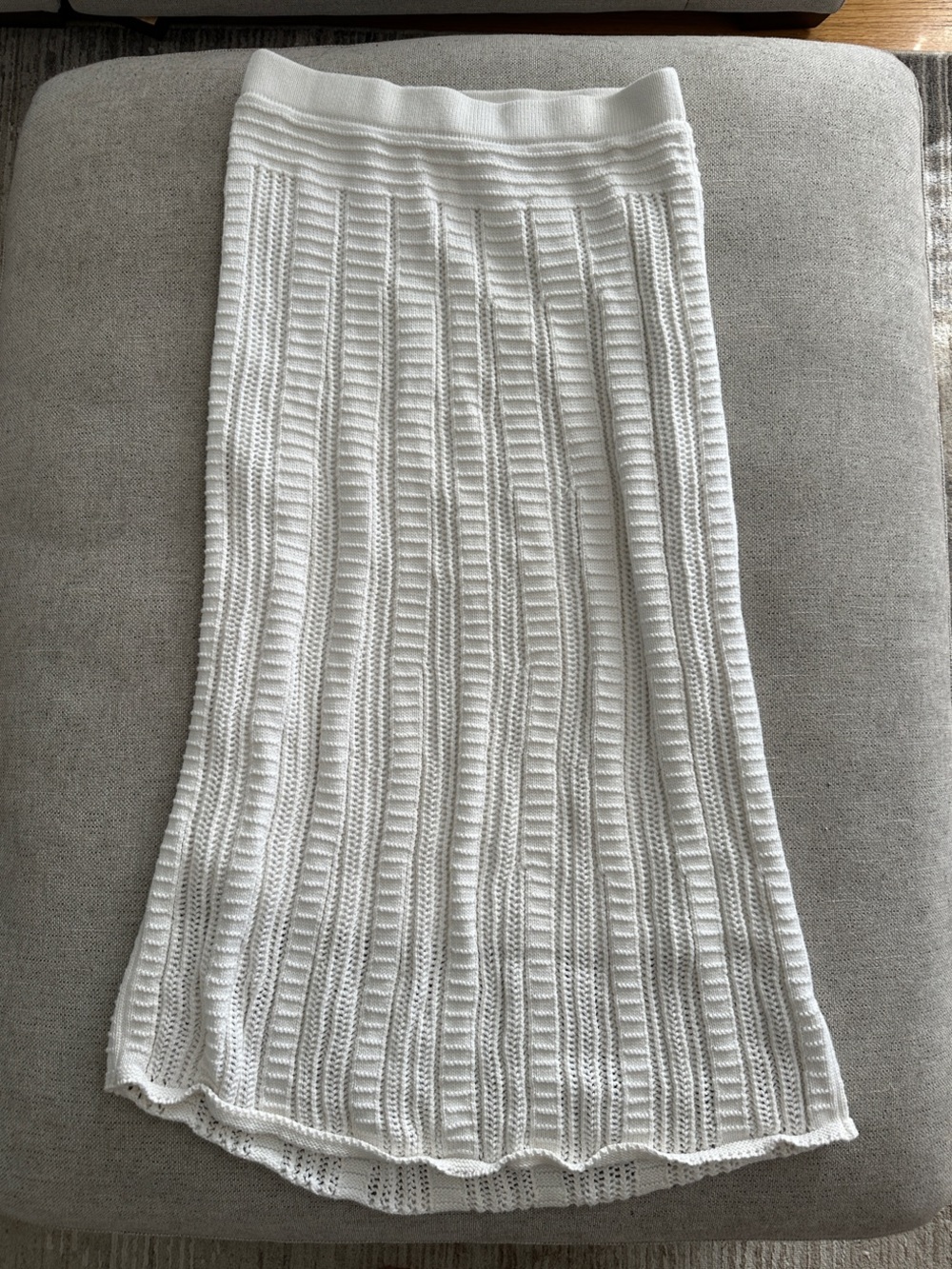 White Crochet Knit Maxi Skirt